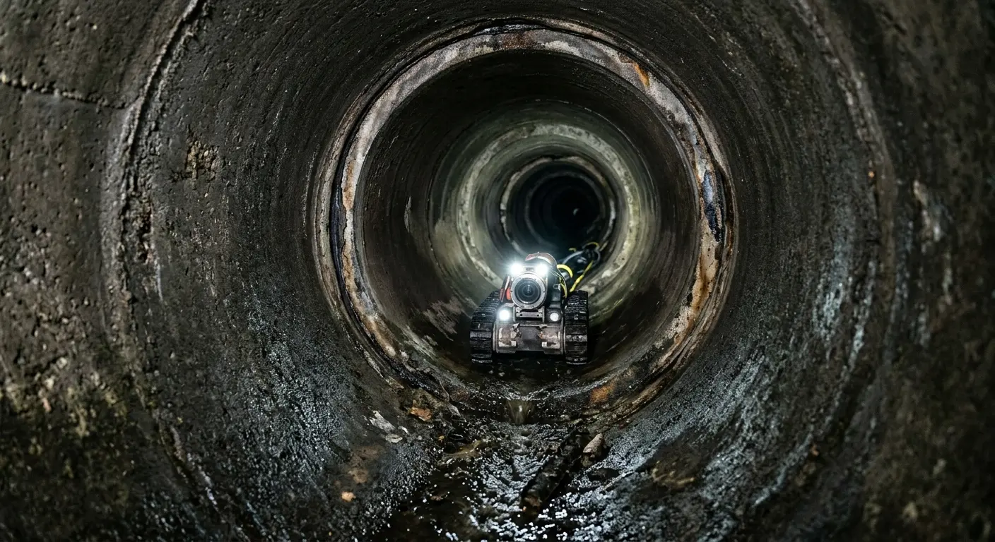 Robotic sewer camera inspecting pipe interior for Sewer Line Repair in Rome